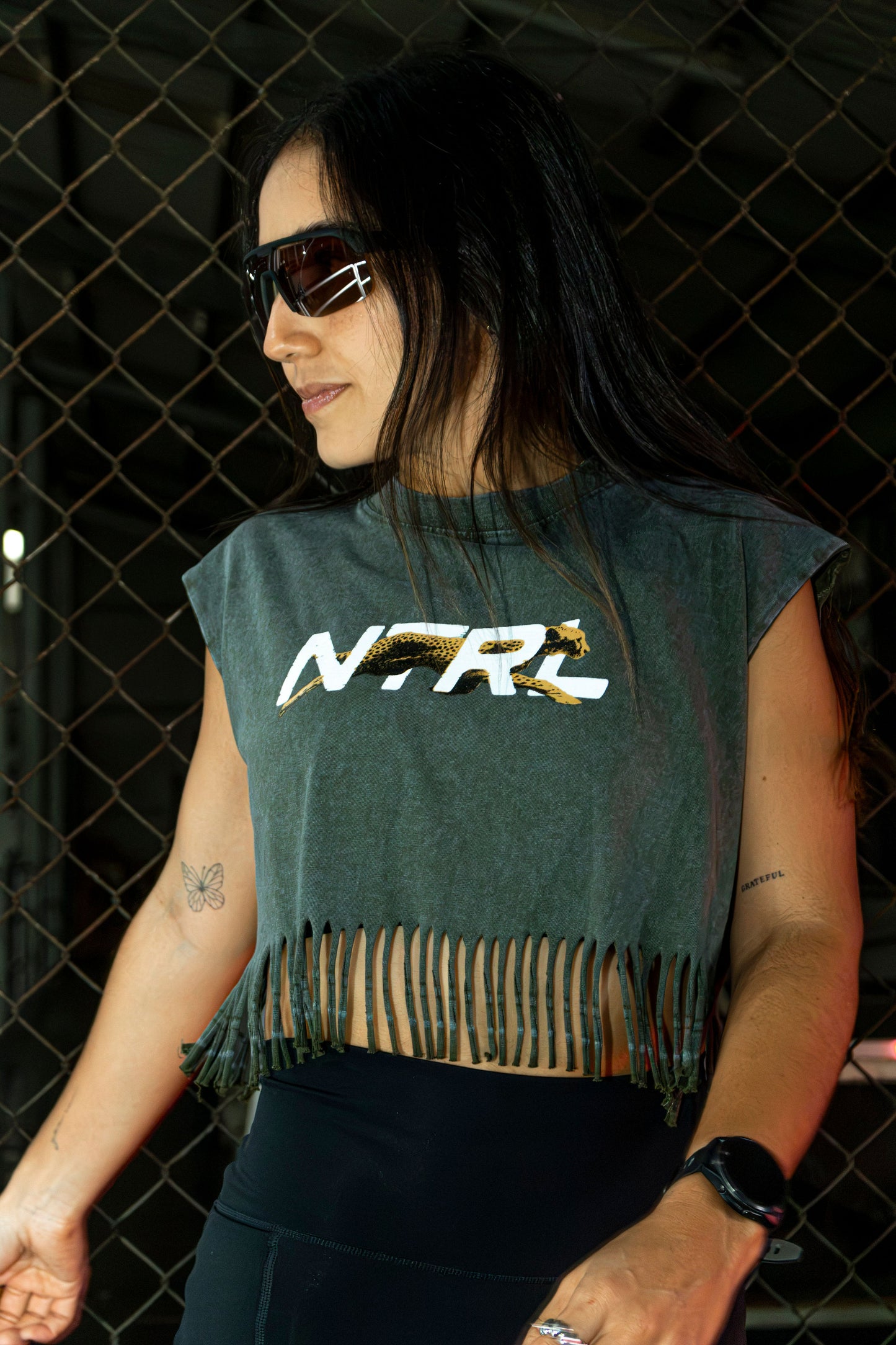 NTRL Cheetah Women's Washed Tank Crop top