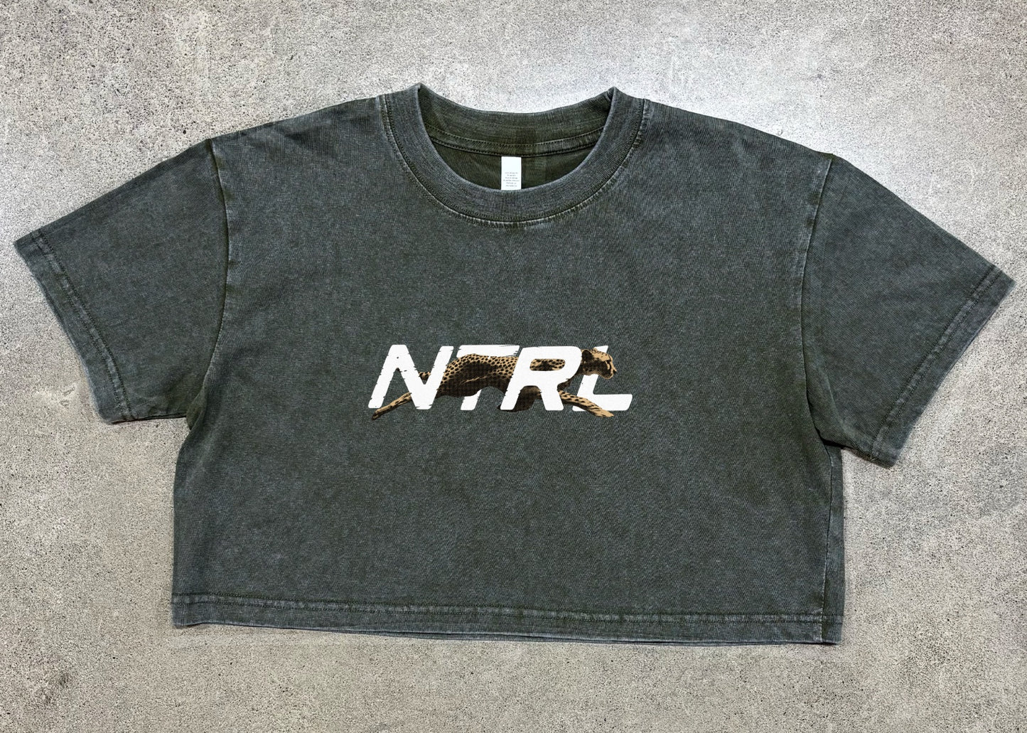 NTRL Cheetah Women's Washed Crop top